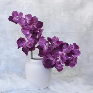 Real Touch 7 Heads Purple Orchid Stem - High Quality Artificial Flower / Wedding / Floral / Centerpiece / Bouquet/ Home Decor / Gifts
