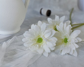 Real Touch Gerbera Daisy Stem - Artificial Flower / Wedding / Bouquet / Home Decoration / Arrangement / Home / Decor / DIY / Gifts / White
