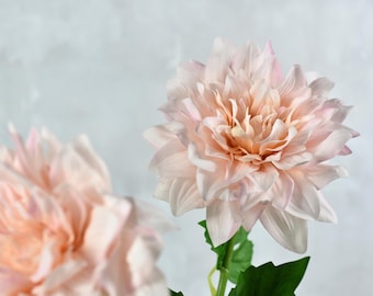 Real Touch Pale Pink Blush Dahlia Flower - High Quality Faux Floral / Wedding / Bouquet / Centerpieces / Arrangement / Home Decor / Gifts