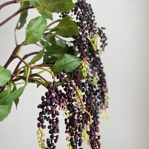 Faux Pokeweed Spray - High Quality Artificial Plant / DIY Floral / Wedding / Home Decoration / Gifts / Purple Green