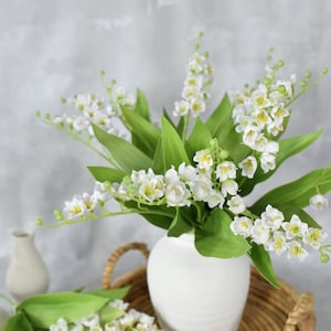 Fausse tige de muguet - Fleurs artificielles de haute qualité / Mariage / Bouquet / Fleurs à faire soi-même / Décoration d'intérieur / Cadeaux / Blanc
