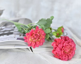 Tige de fleur de dahlia Real Touch - Fleurs artificielles de haute qualité / Mariage / Bouquet / Décoration d'intérieur / Décoration / Cadeau / Pièce maîtresse / Fuchsia