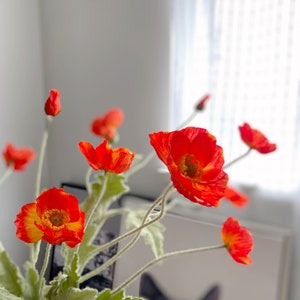 4 Heads Poppy Stem - High Quality Artificial Flower / DIY / Floral / Wedding / Home Decoration / Gifts / Orange