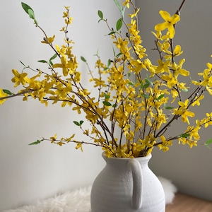 Faux Forsythia Branch High Quality Artificial Flower Stem / Centerpiece / Wedding / DIY Floral / Home Decoration / Gifts / Yellow image 1