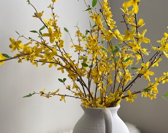 Faux Forsythia Branch - High Quality Artificial Flower Stem / Centerpiece / Wedding / DIY Floral / Home Decoration / Gifts / Yellow