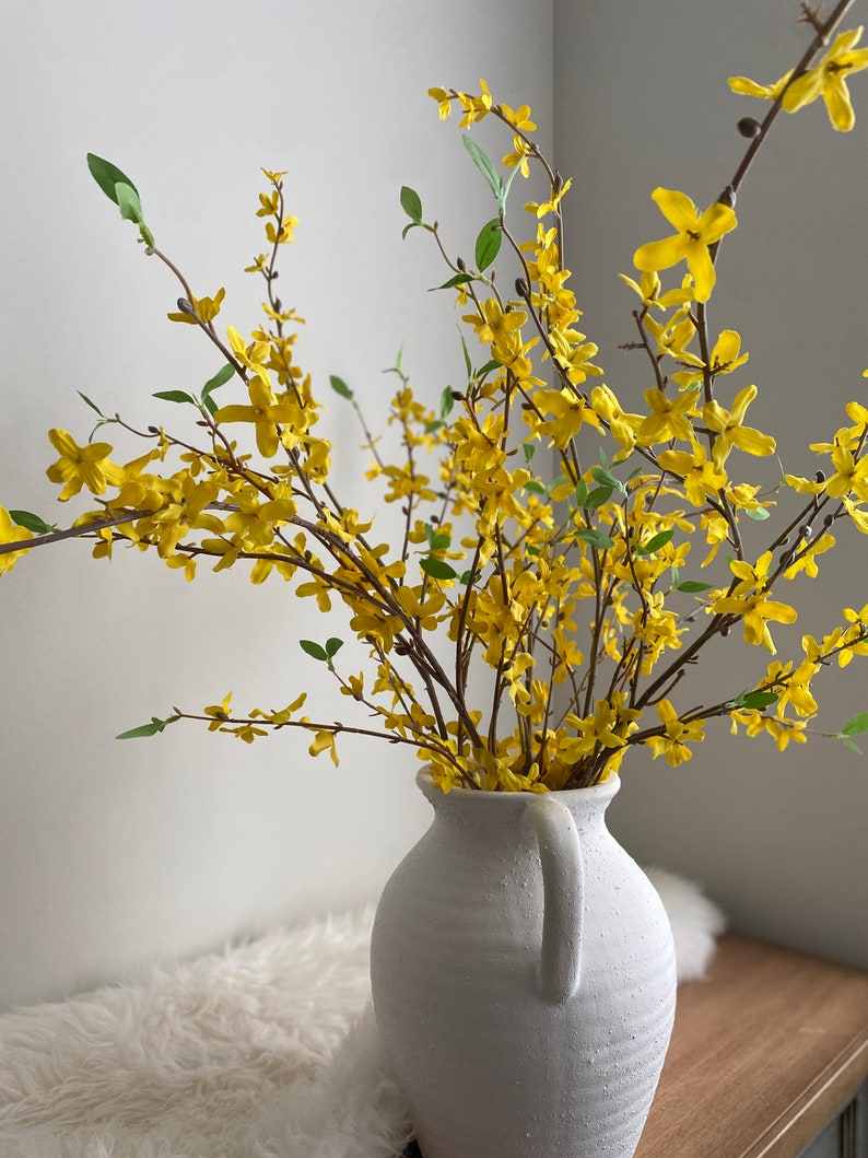 Faux Forsythia Branch High Quality Artificial Flower Stem / Centerpiece / Wedding / DIY Floral / Home Decoration / Gifts / Yellow image 1
