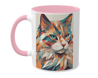 Neo-Cubist Cat Mug