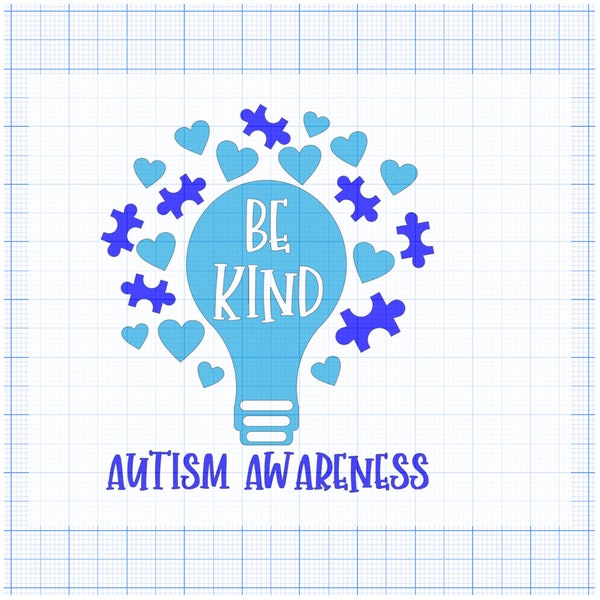 Be Kind Autism Awareness Blue Light Bulb