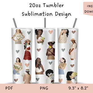 Flower Lady Tumbler Design | Digital Product | 20oz tumbler wrap design | Plants | Boho Tumbler