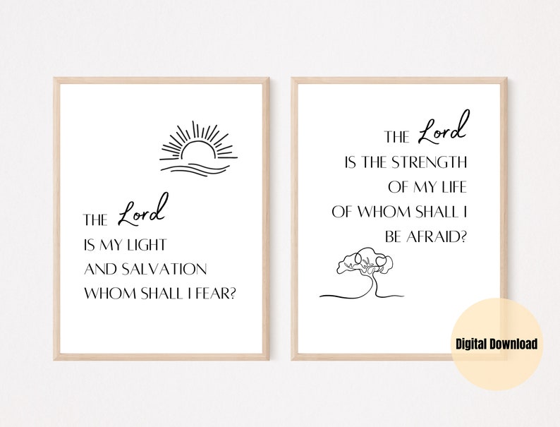 Scripture Wall Art Bible Verse Psalm 27 Printable Set - Etsy