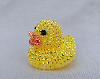 Yellow Rhinestone Rubber Duck, Yellow Bling Rubber Duck, Yellow Bedazzled Duck, Yellow Dashboard Duck, Off Road Duck