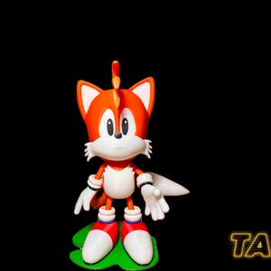 Tails Figur Statue | Stehtier Sonic Tails Spielzeugbasis | Sonic Tails Spielzeug | Geschenk für ihn, ihre Kinder und Erwachsenen