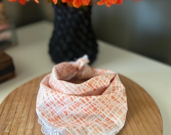 Dog Bandana| Summertime | Orange and White | Traditional Tie| Personalized Bandanna, Scarf, Pet Accessories, Dog Band