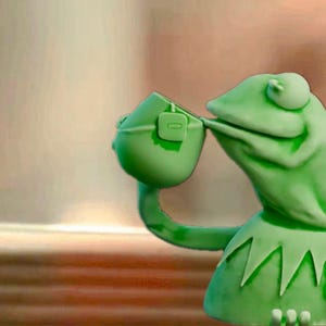 Kermit Figure, Sipping Tea | Tiktok Viral Toy for Gifts,Boyfriend Gift,Gifts for Tiktok Lover, Meme Gift,Viral KERMIT Cartoon