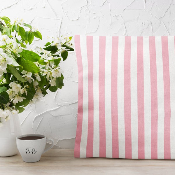 Pink Pin Stripe Throw Pillow | Pink Pin Stripe Coastal Pillow | Pink Striped Throw Pillows | Pink Striped Pillow | Coastal Throw Pillow