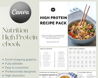 High Protein Recipe ebook for Nutrition, Fitness and Wellness Coaches for Canva