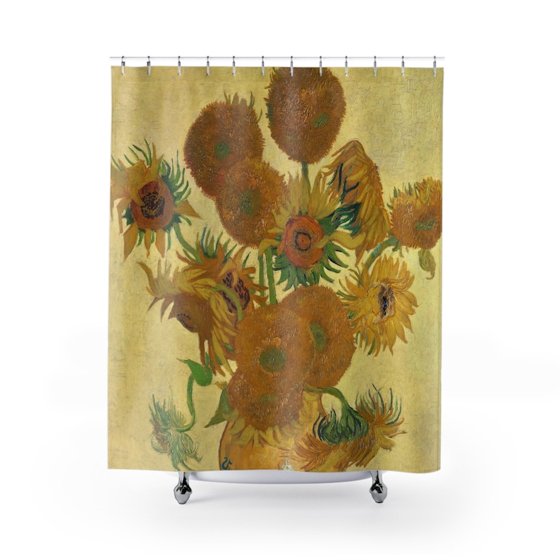 Vincent Van Gogh Sunflower Shower Curtain, Vintage Art Shower Curtain