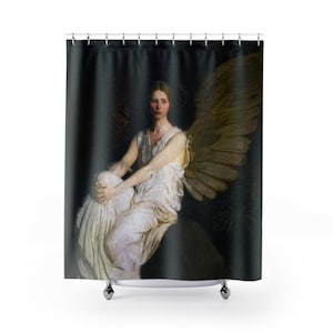 Angel Painting Shower Curtain, Religious Christian Shower Curtain, Beautiful Woman Shower Curtain, Boho Goddess Shower Curtain