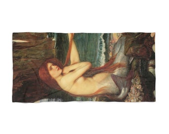 Mermaid Beach Towel, Vacation Beach Towel, Unique Beach Towel, Beach Towel for Adults, Fine Art Beach Towel, Print Beach Towel