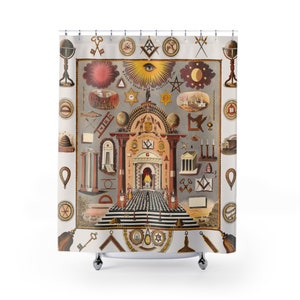 Esoteric Bathroom Decor, Masonic Freemason Gifts, Weird Shower Curtain, Unique Shower Curtain, Novelty Shower Curtain, Occult Shower Curtain