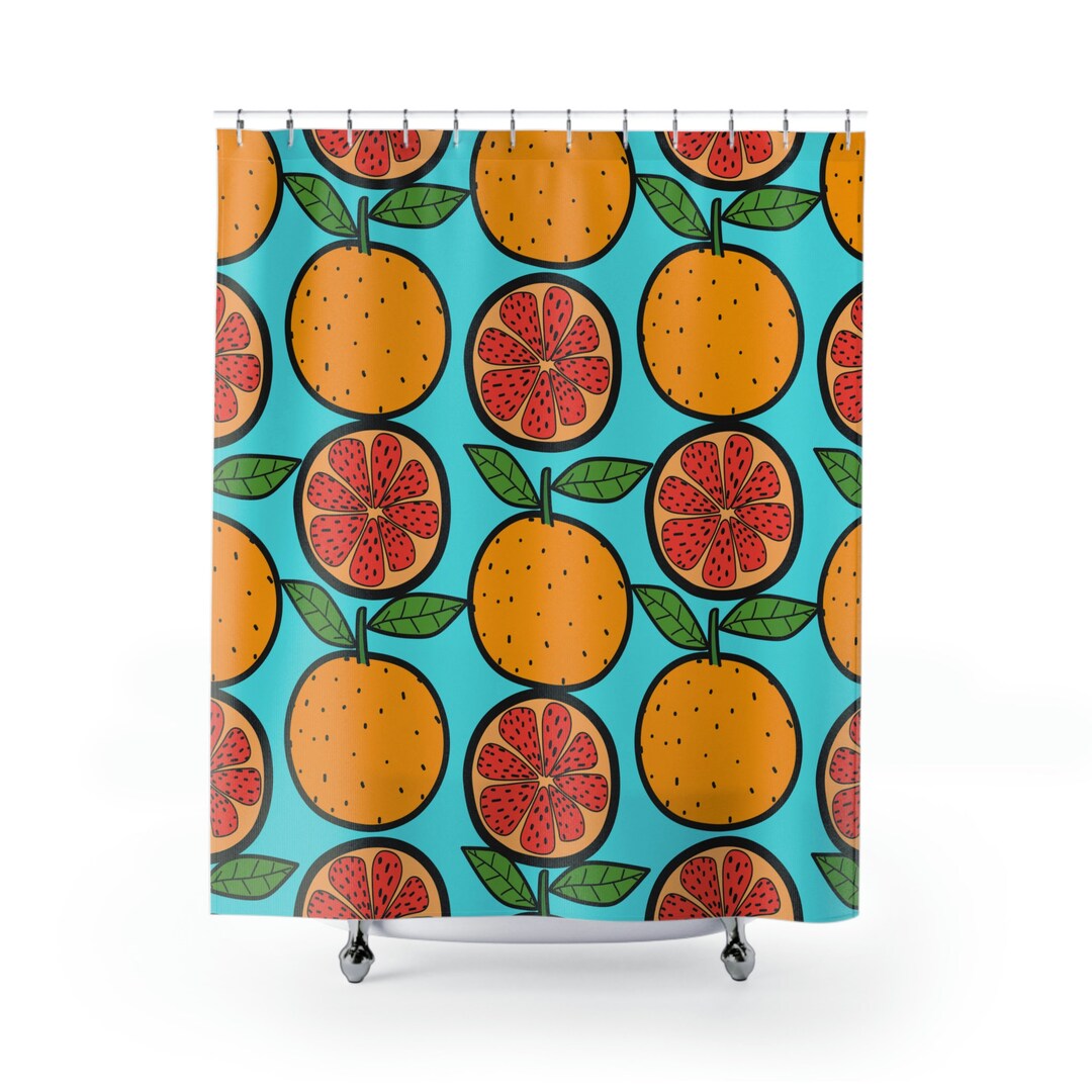Fruit Shower Curtain 60s 70s Shower Curtain Bright Summer Etsy