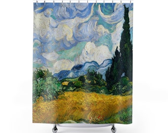 Van Gogh Shower Curtain, Nature Shower Curtain, Fine Art Shower Curtain, Landscape Shower Curtain, Colorful Summer Bathroom Decor
