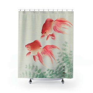 Japanese Goldfish Shower Curtain, Unique Fabric Shower Curtain, Koi Fish Shower Curtain, Colorful Bright Shower Curtain, Bathroom Decor
