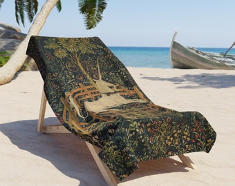 Unicorn in Captivity Beach Towel, Vacation Beach Towel, Unique Beach Towel, Beach Towel for Adults, Fine Art Beach Towel, Print Beach Towel