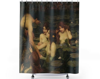 Pre-Raphaelite Shower Curtain, Unique Fabric Shower Curtain, Romantic Bathroom Decor, Water Nymph Shower Curtain, John William Waterhouse