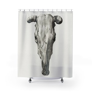 Skull Shower Curtain, Ranch Decor, Western Shower Curtain, Western Bathroom Decor, Yellowstone Decor, Cowgirl Shower Curtain, Cowboy Decor