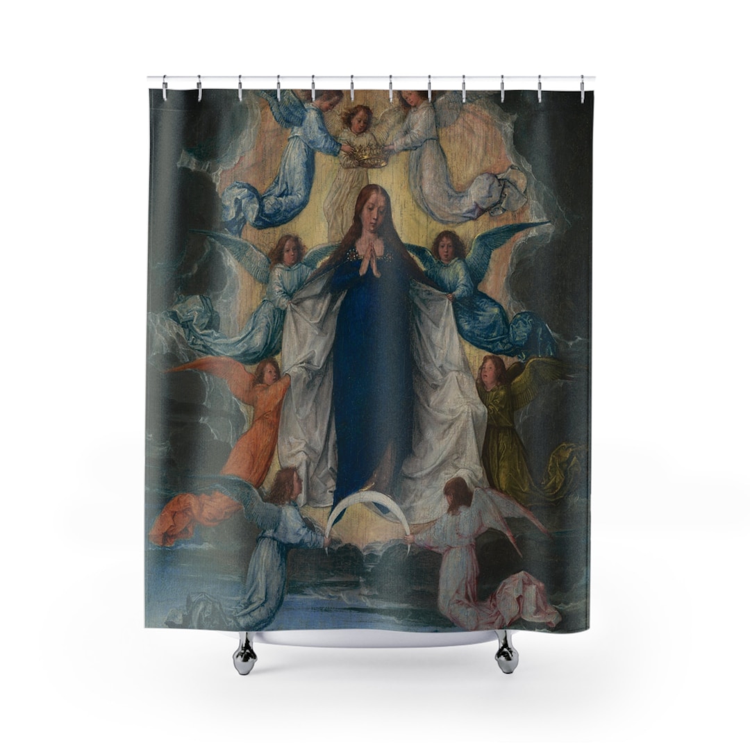 Religious Shower Curtain, Catholic Gifts, Christian Bathroom, Classic