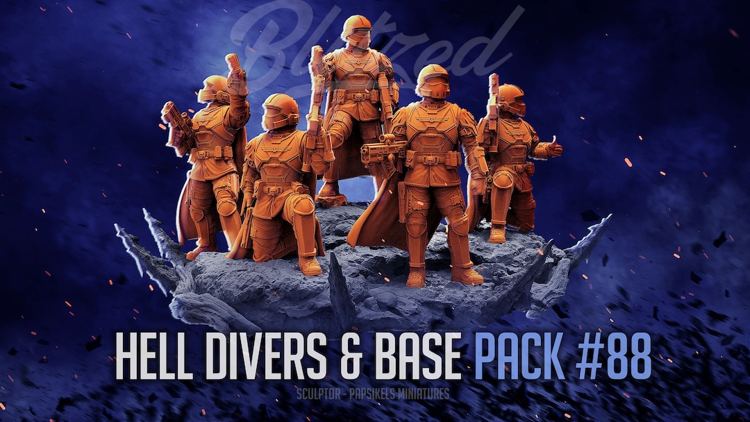 1/10 未塗装未組立 フィギュア ガレージキット HELLDIVERS Helldivers X 5 and Base - (sculpted by Papsikels) - Etsy