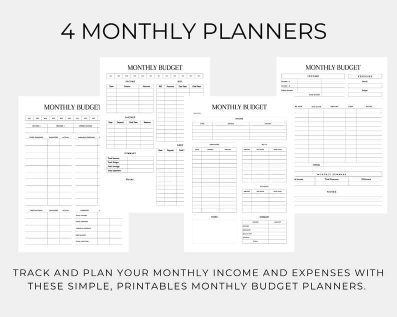 Budget Planner Printable, Monthly Budget Planner, Personal Finance