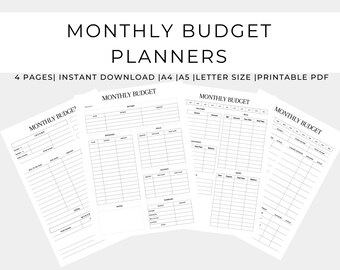 Budget Planner Printable, Monthly Budget Planner, Personal Finance, Budget Binder, Finance Tracker, Bill, Debt, Income & Expenses tracker