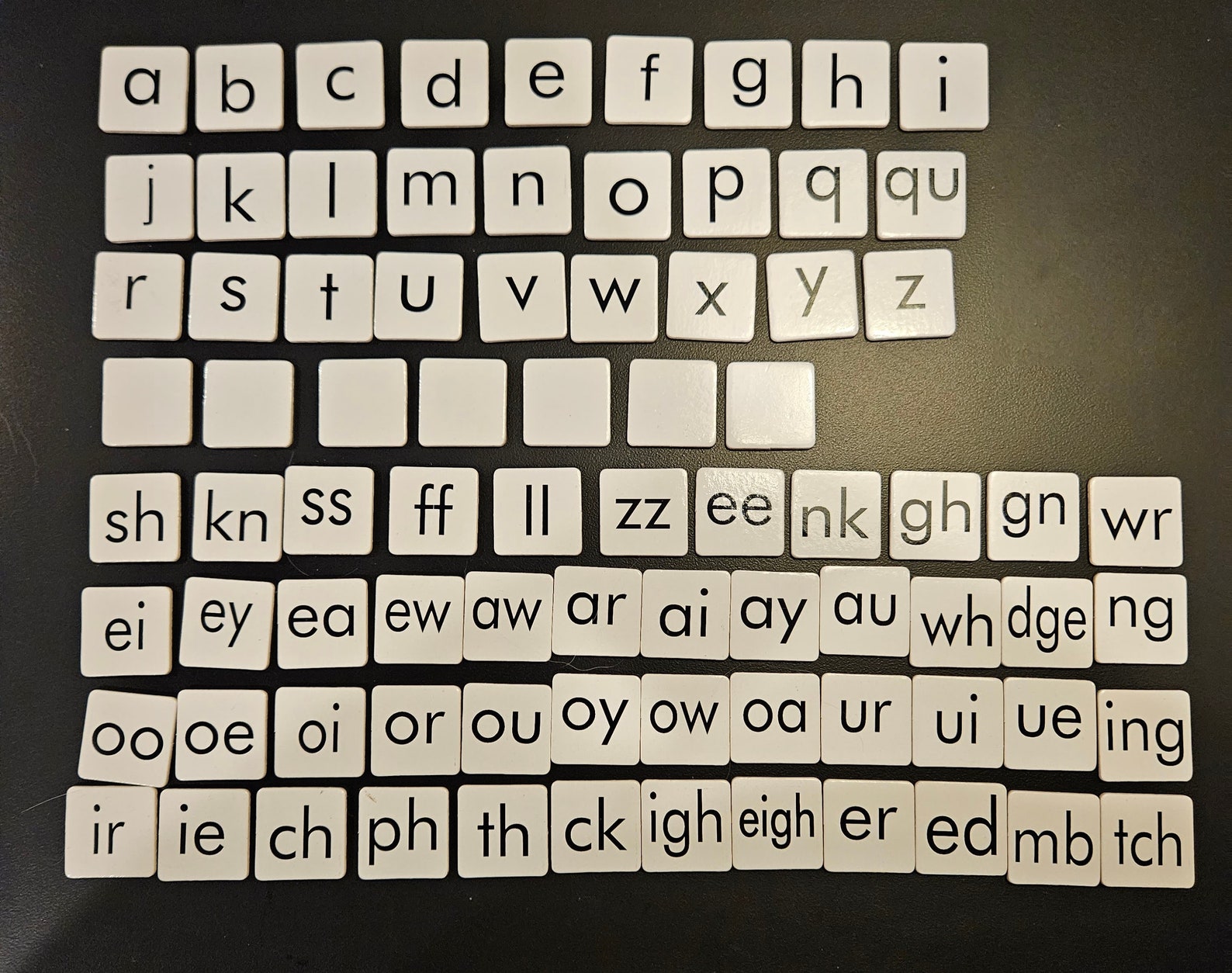 10 Sets of Letter Tiles for Phonics black & White Etsy