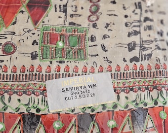 Imperial Fabrics Samirya Unstitched Dress Material, 3 Piece Embroidered Sequin Fabric Set, Orange Ornate Sewing Textile, Approx 5 Yards