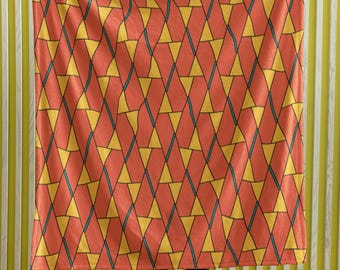 Geometric Orange Triangle Pattern Velveteen Plush Blanket | Retro Mid-Century Modern Throw