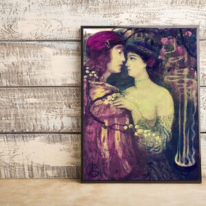 Vintage Young Love Print I Franse magische rozentuin, jeugd en schoonheid Wall Art I digitale download