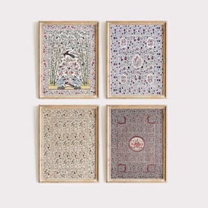 Vintage Gallery SET OF 4 Palempore Wall Prints I Indian, Chinese Chintz Wall Art I Digital Download
