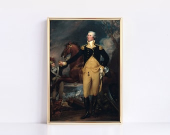 Lámina vintage de George Washington | Guerra de Independencia de 1776, Arte mural del 4 de julio | Impresión instantánea