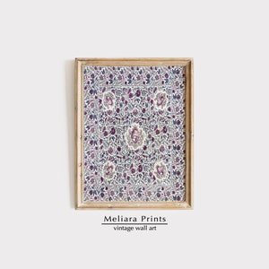 Vintage 1700s Palempore Chintz Floral Antique Wall Art Print I Indian, Chinese Fabric Pattern Print I Digital Download
