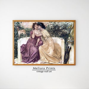 Vintage Safo y Erinna, Mujeres en un jardín Impresión I Amor y amistad I Arte de pared de la antigüedad griega I Descarga digital
