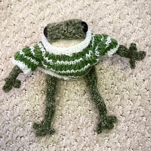 Knitted frog with sweater