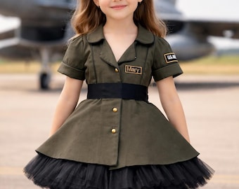 Army Tutu Dress with Hair Bow
