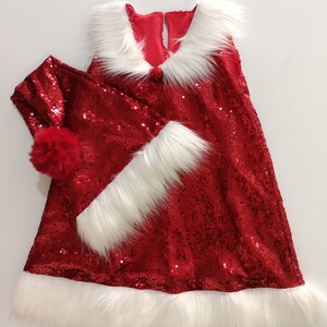 Christmas baby girl dress , Red dress ,Noel kids dress ,Christmas holiday dress , Santa Claus costume for girls
