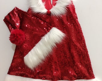Sequin Christmas Baby Girl Red Dress