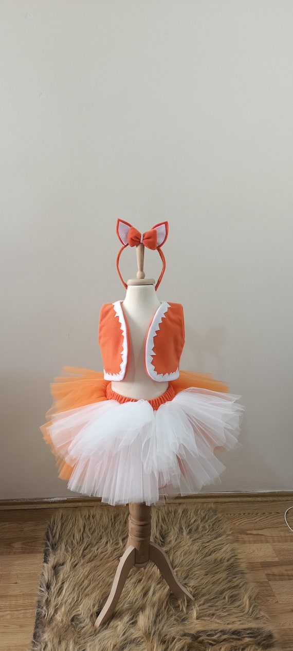SANLIUSANJIU – Costume Renard Enfant – Jupe Tutu Orange + Masque – Déguisement Carnaval, Halloween Et Cosplay