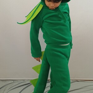 Kids Green Fleece Dinosaur Costume, Cosplay Dress-Up Outfit image 6
