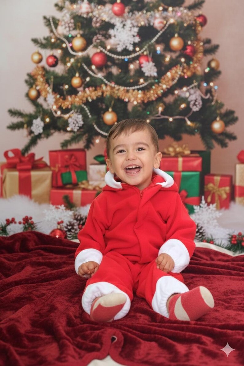 Baby First Christmas Outfit, Christmas Santa Kids, Toddler Jumpsuit, Girls Birthday Dress 画像 3