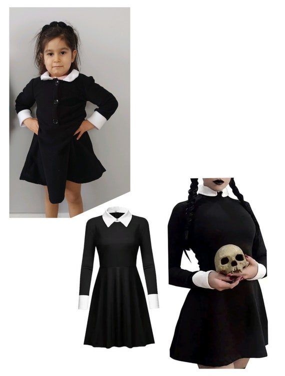 Toddler Wednesday Addams Family Costume Dress & Wig